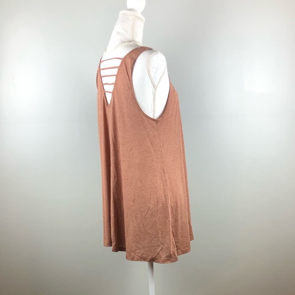 CY Rust Color Ladder Cutout Sleeveless Tank Top - Picture 4 of 4